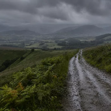 CHemin en Ariège sous la pluie